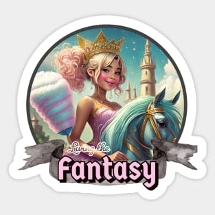 Living the Fantasy - Walt Disney World, Disneyland, Magic Kingdom, Princess, Fantasyland, Cotton Candy, Carousel, Castle Sticker